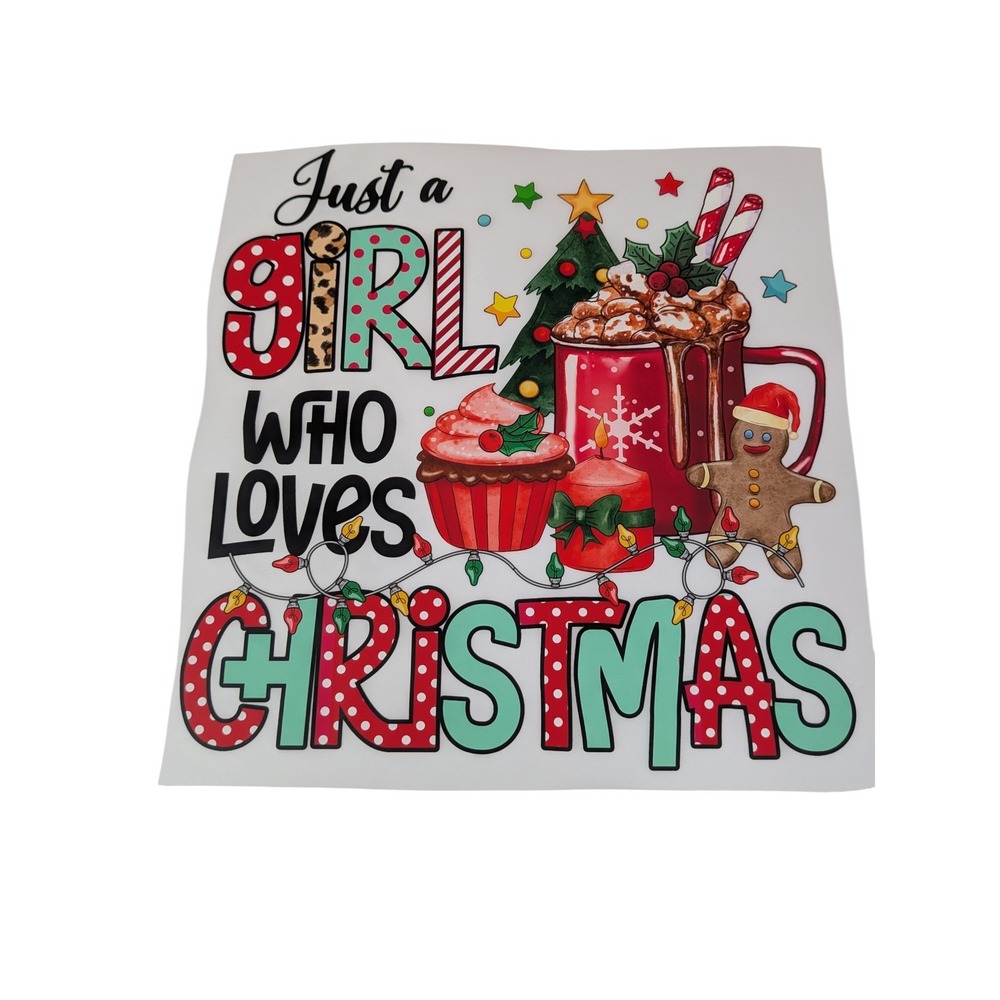 DTF Transfers Ready to Press Just a Girl Who Loves Christmas Iron on Transfer #3
